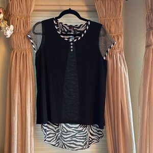 Anac Black Asymmetrical Dip Hem Blouse